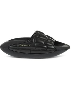 Balmain Quilted Leather Sandals - Black