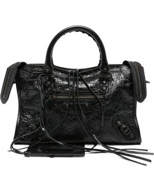 Balenciaga Small Le City Leather Tote Bag - Black