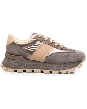 SERGIO MORETTI FIRENZE Shearling-Lined Paneled Sneakers - White
