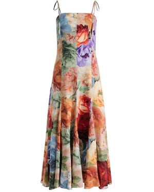 Alice + Olivia Jeanette Floral-Print Midi Dress - White