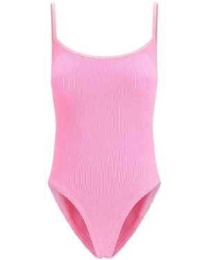 Hunza G Pamela Crinkle-Effect One-Piece Swimsuit - Pink