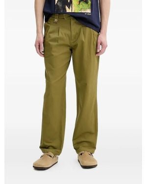 Desigual Pleated Pocketed Straight-Leg Pants - Green