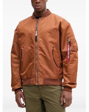 Alpha Industries Zip-Up Bomber Jacket - Brown