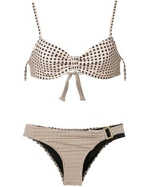 Amir Slama Polka-Dot Hardware-Detail Bikini - White