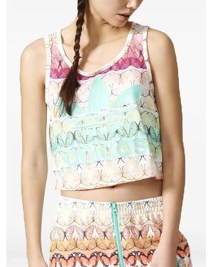 adidas Logo-Print Crop Top - Blue