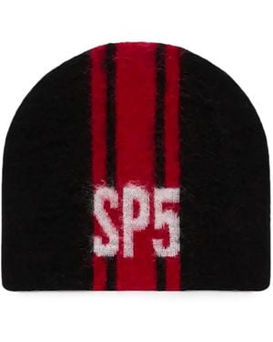 Sp5der Rally Striped Beanie Hat - Red