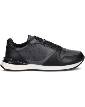 Guess Island Monogram Mesh-Panel Trainers - Black