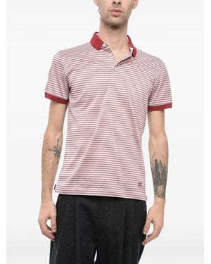Corneliani Striped Short-Sleeve Cotton Polo Shirt - Pink