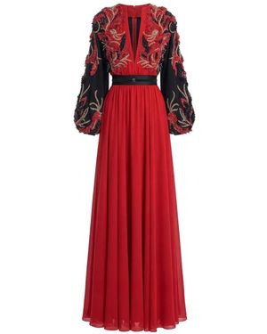 Saiid Kobeisy Vestido Largo Bordado - Rojo