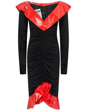Moschino Long-Sleeve Ruched Midi Dress - Red