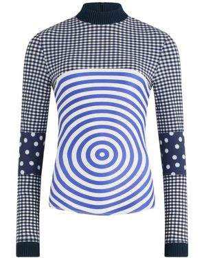 Jean Paul Gaultier Gingham Target Long-Sleeve Top - Blue