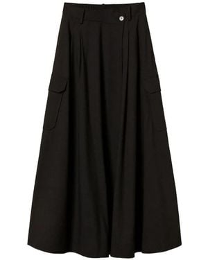 Twinset Flannel Wrap-Around Skirt - Black