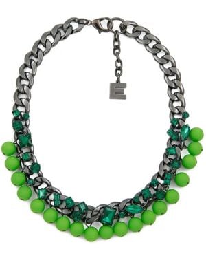 Essentiel Antwerp Collar De Cadena Barbada Con Apliques De Strass - Verde