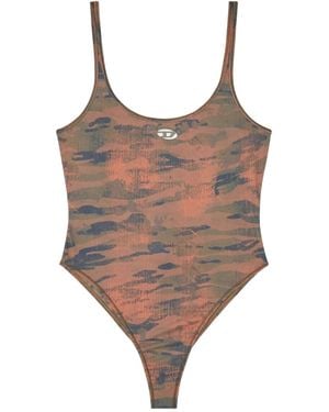 DIESEL Maillot De Bain À Imprimé Camouflage - Marron