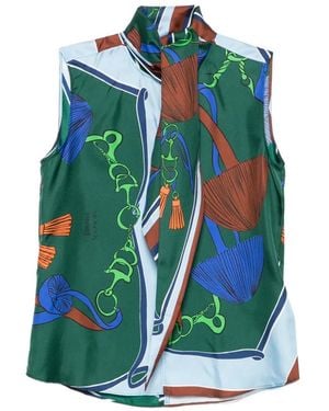 Dorothee Schumacher Blusa Con Estampado Gráfico Y Cuello Con Lazo - Verde