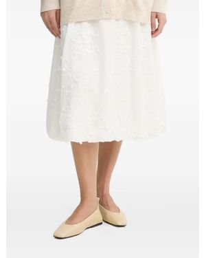 Munthe Floral-Embroidered Midi Skirt - White