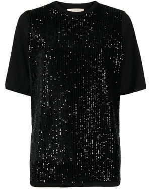 Elie Saab スパンコール Tシャツ - ブラック