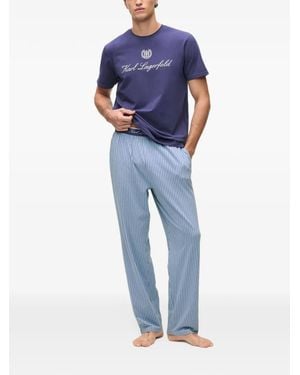 KARL LAGERFELD Logo-Print Pinstripe Pyjamas - Blue