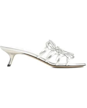 Loewe Sandalias Anagram Petal De Piel Con Tacón - Blanco