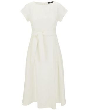 Weekend by Maxmara Kurzärmeliges Midikleid Aus Leinen - Weiß