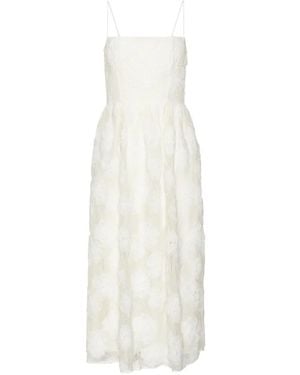 ROTATE BIRGER CHRISTENSEN Floral-Appliqué Midi Dress - White