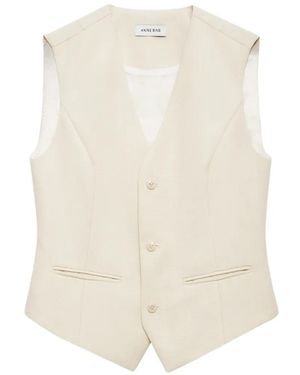 Anine Bing Mario Button V-Neck Waistcoat - White