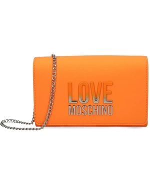 Love Moschino Logo-Embellished Crossbody Bag - Orange