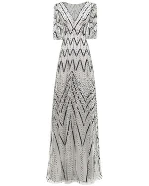 Gemy Maalouf Sequin-Embellished V-Neck Dress - White