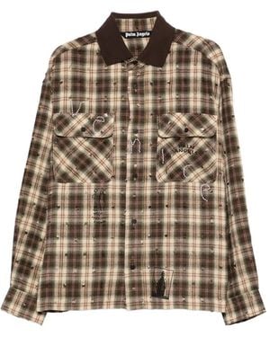 Palm Angels Check-Pattern Shirt - Brown