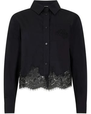 Philipp Plein Embroidered Lace Cropped Shirt - Blue