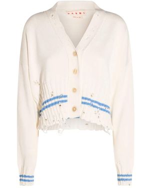 Marni Distressed-Effect Cardigan - White