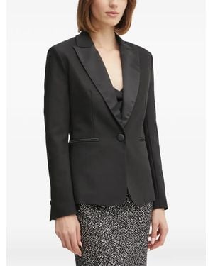 Morgan Peak-Lapel Buttoned Blazer - Black