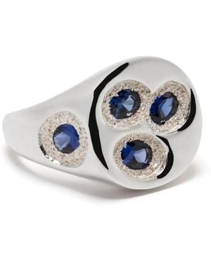 Bleue Burnham Chloroplast Siegelring Mit Saphir - Weiß
