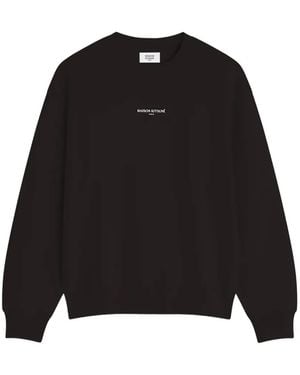 Maison Kitsuné Sudadera De Algodón Con Logo Estampado - Negro
