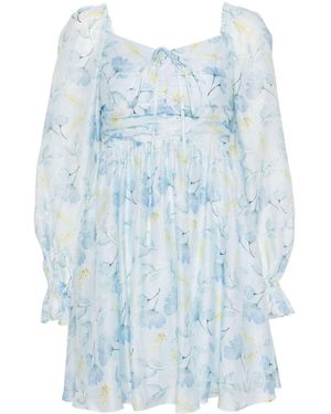 B+ AB Floral-Print Pleat-Detail Minidress - Blue