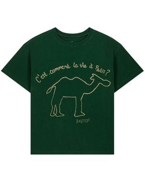 BAZISZT Kamy Camel-Print T-Shirt - Green