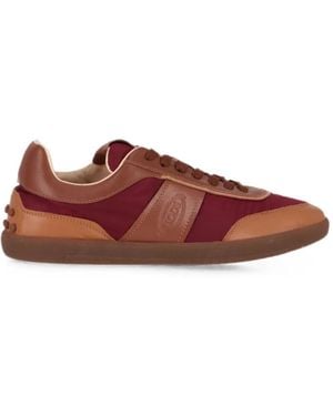 Tod's Tabs Leather-Panelled Trainers - Red