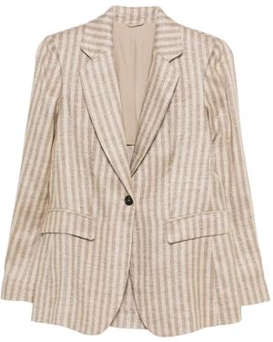 Brunello Cucinelli Linen Silk Buffalo Jacket - Natural