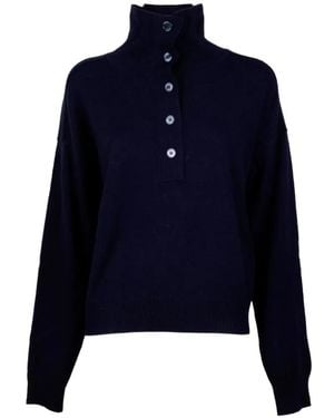 Seventy Button-Up High-Neck Sweater - Blue