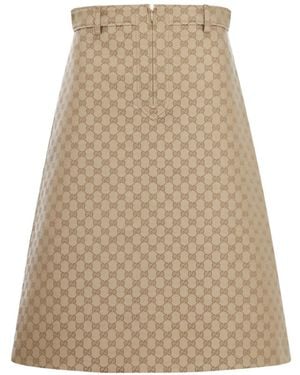 Gucci Midi-Rok Met A-Lijn En Gg-Jacquard - Naturel