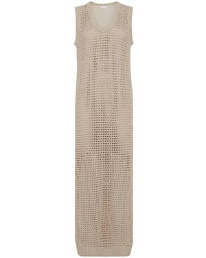 Brunello Cucinelli Open-Knit Cotton-Blend Maxi Dress - Natural