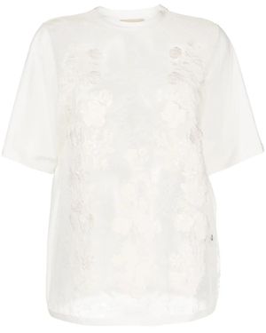 Elie Saab フローラル シアーtシャツ - ホワイト