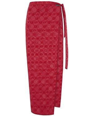 Marine Serre Moonogram Mesh Flock Cover-Ups - Rosso