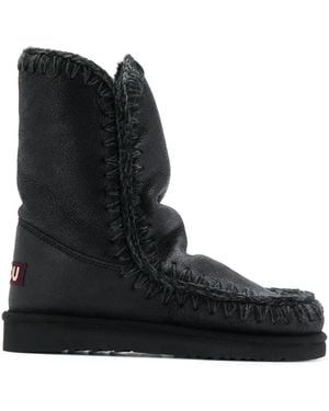 Mou Woven Detail Boots - Black