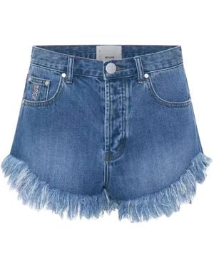 One Teaspoon Frayed-Hem Denim Shorts - Blue