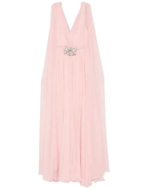 SILK LOVE & LACE Ilena Crystal-Embellished Cape-Sleeve Maxi Dress - Pink