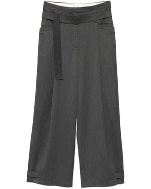 Low Classic Belt Tailored Pants - Gray