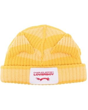 Charles Jeffrey Chunky Ears Logo-Patch Beanie Hat - Yellow