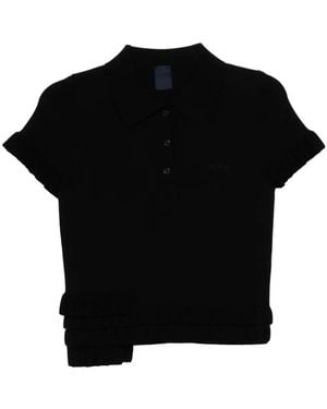 Juun.J Ruffled-Trim Polo Shirt - Black