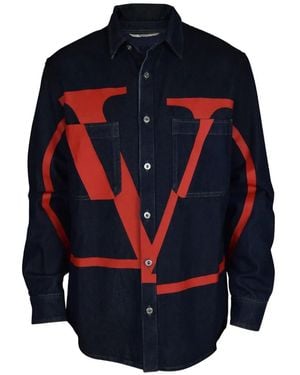 Valentino Garavani Logo-Print Denim Jacket - Blue